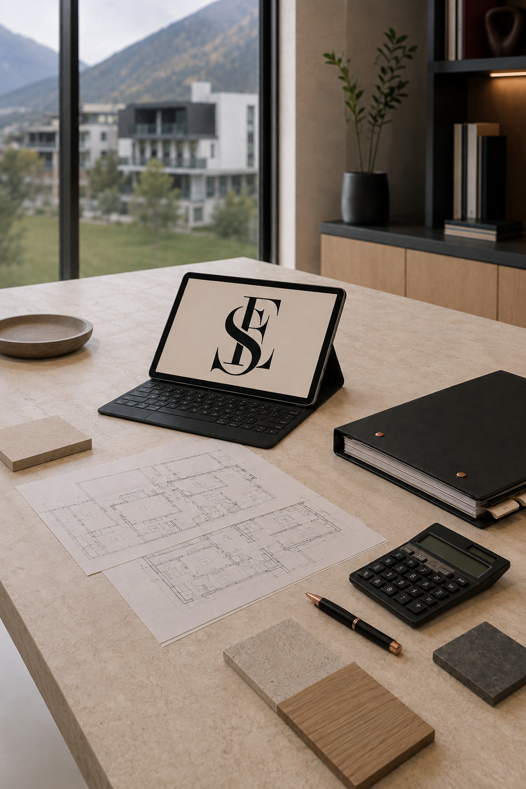 Ambiente professionale dello Studio E ESSE con tablet interamente visibile